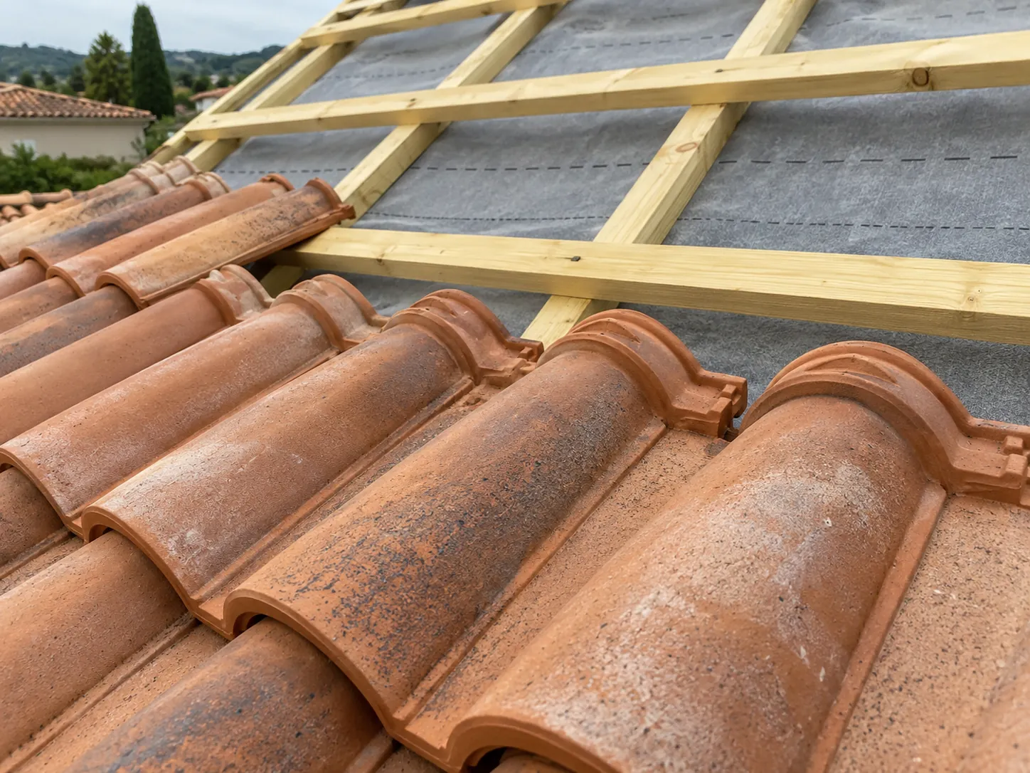Pose de tuiles sur liteaux neufs — couvreur à Antony (92)
